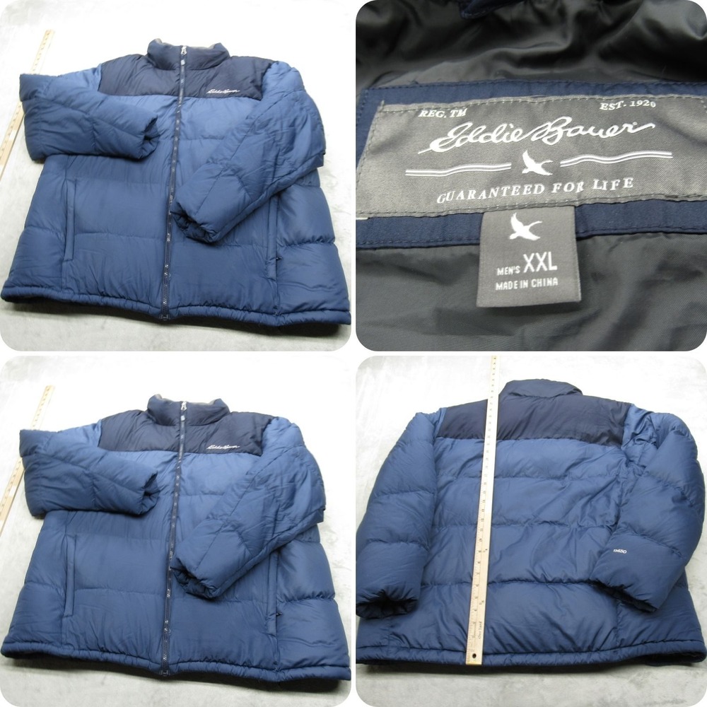 Eddie Bauer Classic Down 2.0 Jacket Men XXL Blue Insulated Thick Puffer Full Zip